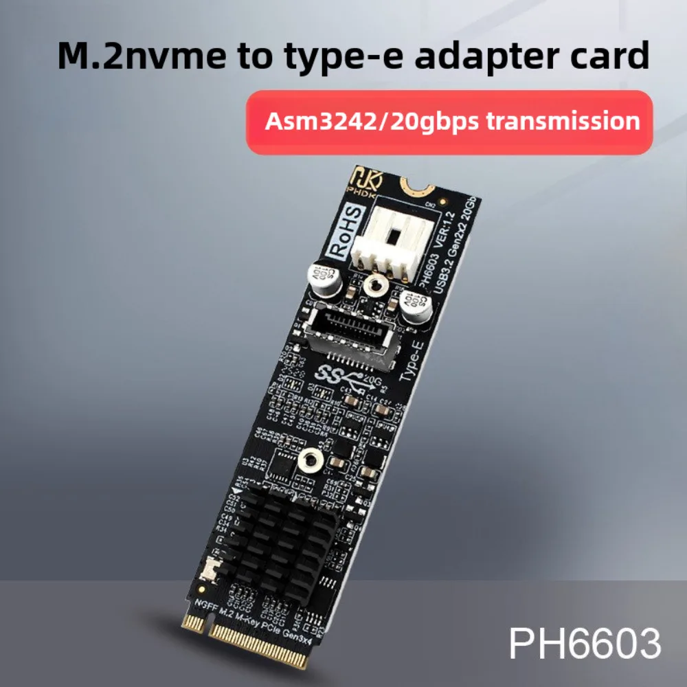 

M.2 MKEY PCIe to Front Panel USB 3.2 20Gb Type-C & Type-E Expansion Card ASM3242 Chipset