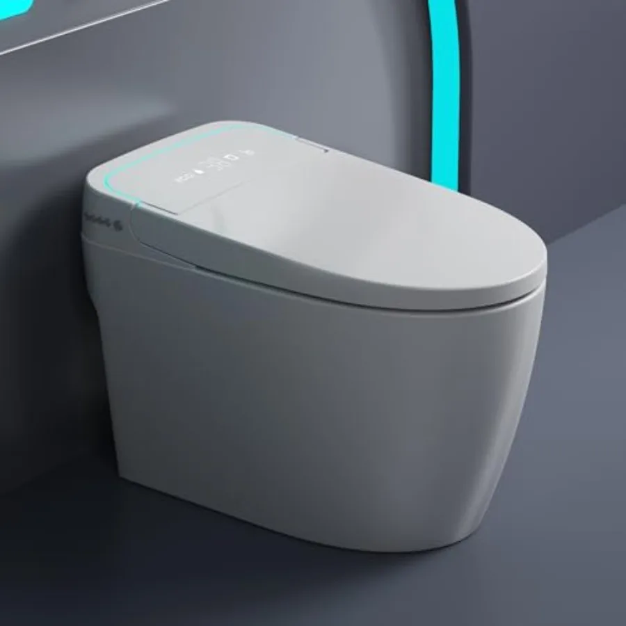 Smart Toilet Auto Flush Off Seat Dual Flush Elongated Heated Toilet Seat Electric Tankless Toilets for Bathrooms Night Light Re
