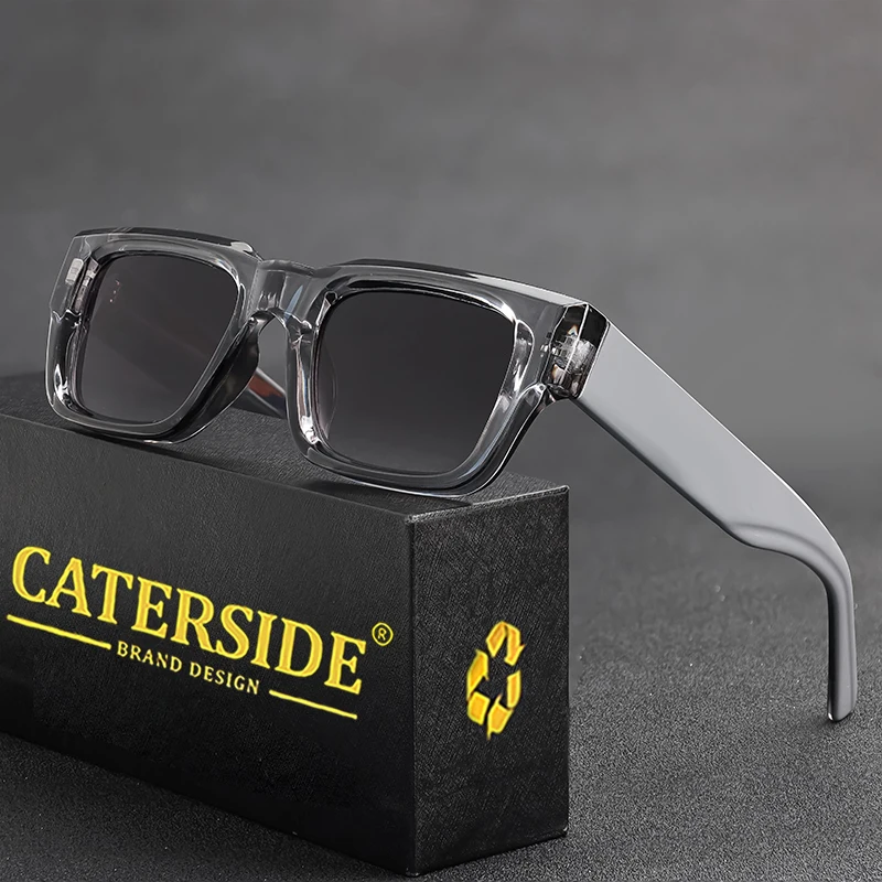 CATERSIDE Fashion Small Sunglasses for Men Women Propionic Acid Frame Core Insert Temple Sun Glasses Travel Party Punk Style