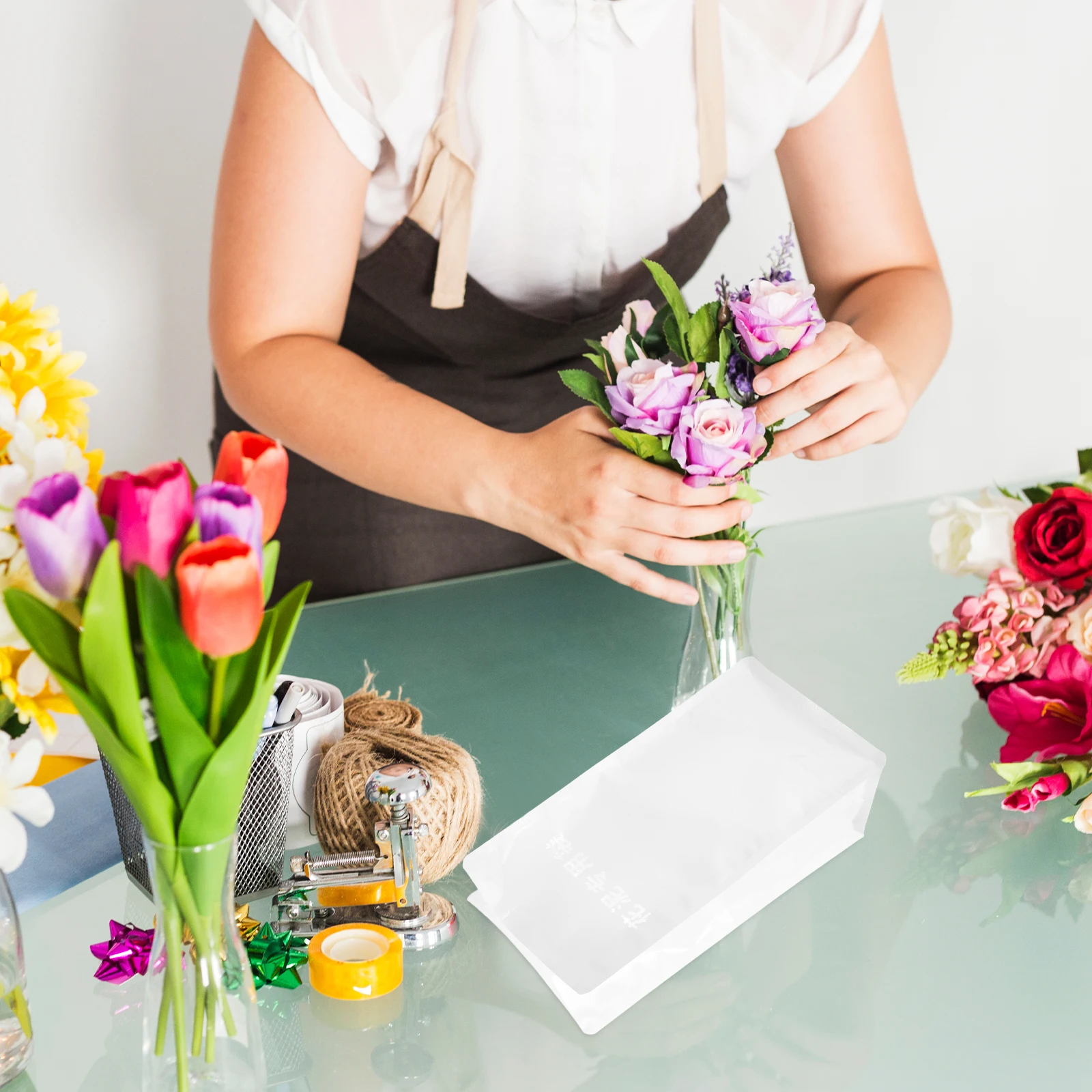 

50 Pcs Waterproof Packaging Bag Floral Mud Arrangement Supplies Flower Container Clear Wrapping Convenient Bouquet