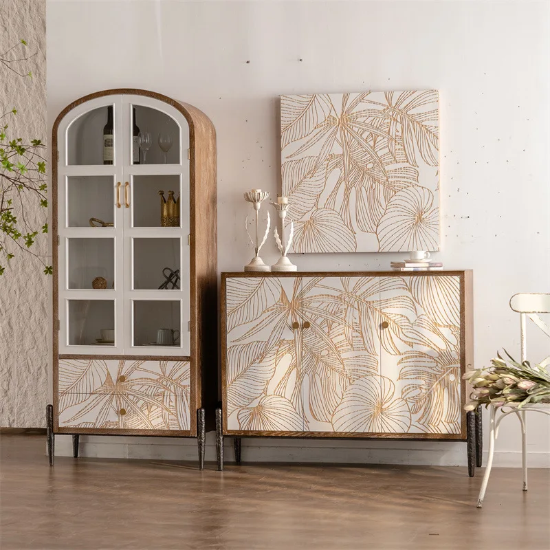 Carved hotel lobby decorative entrance cabinet household living room dining side cabinet