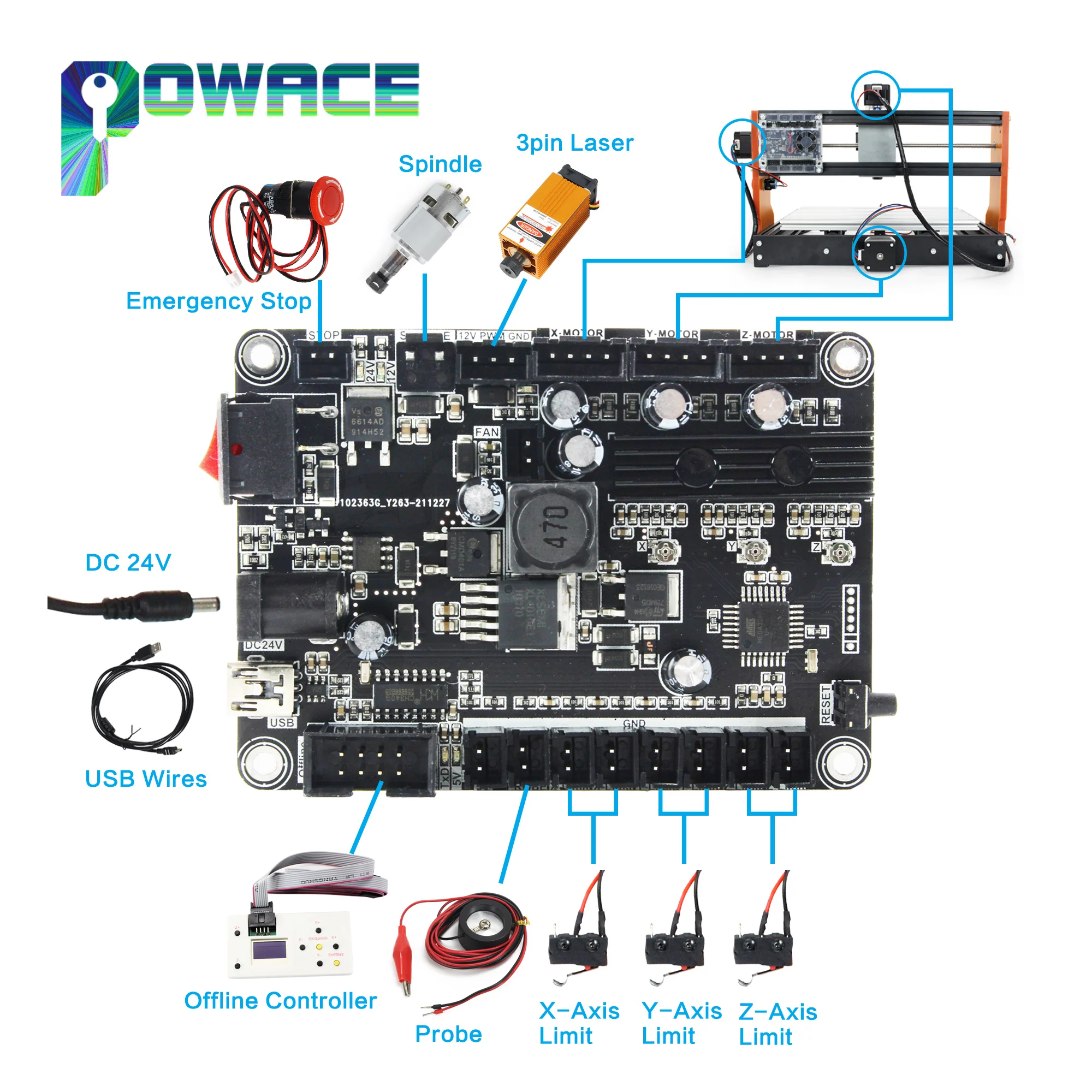 Grbl Cnc Off-line Controlador Breakout Cartão Board para 1610 3018 4030 3020 Máquina de Gravação a Laser Atualizado Grbl1.1f