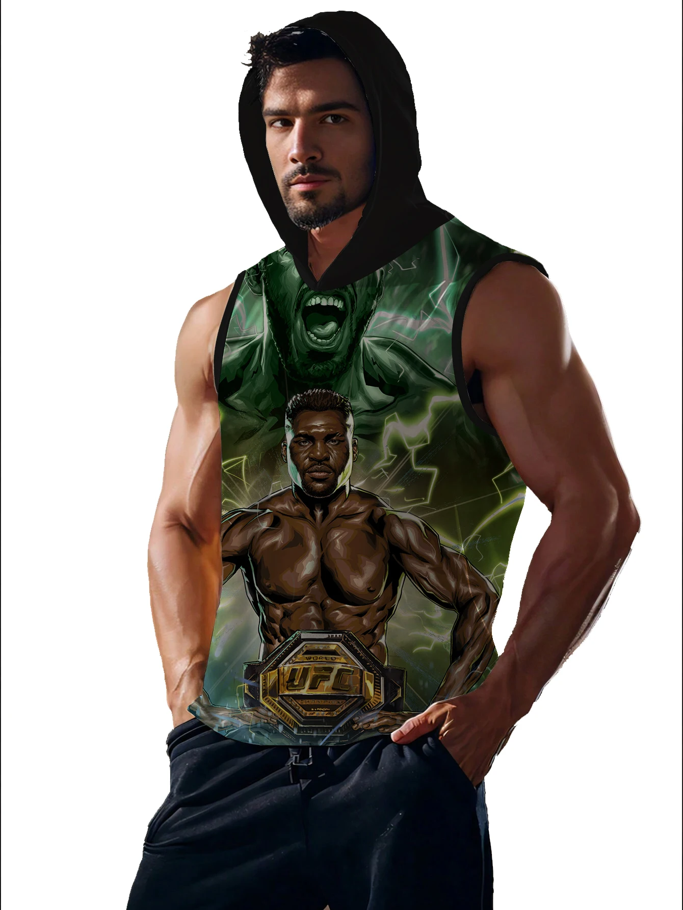 

Summer 3D Print UFC Ultimate Fighting Championship Hooded vest Fashion Casual Sports Outdoor Fitness Breathable Men's T-shirt