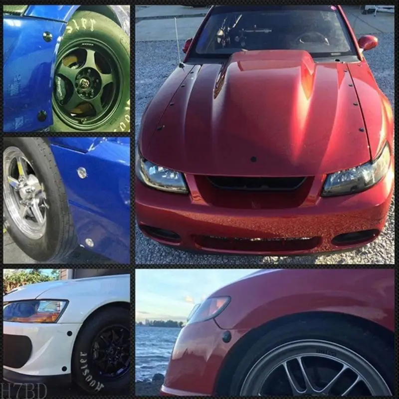 

H7BD 2 Pair Push Button Quick Release Hood-Bonnet Pins Lock-Clip Car-Bumper Latch-Kit