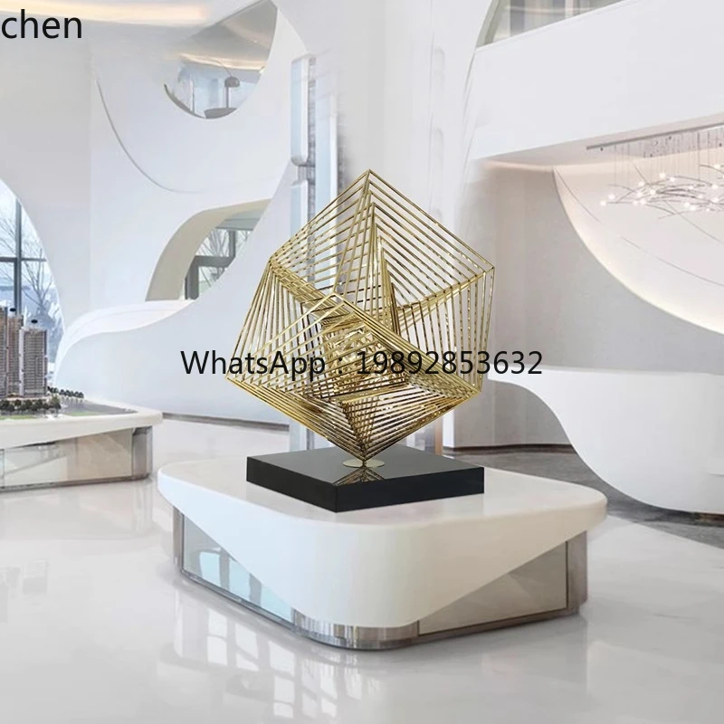 

floor-to-ceiling sculpture office building metal decoration creative stainless steel ornament