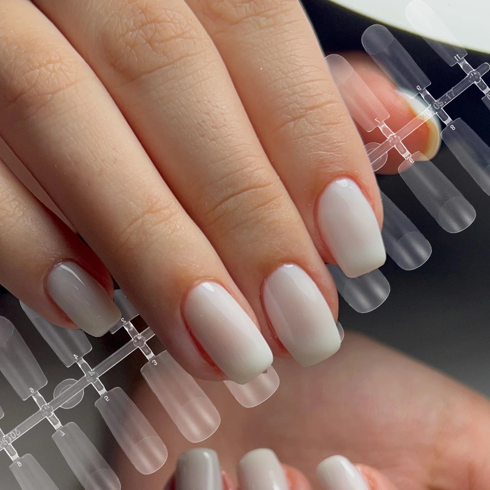 

Nail Art Artificial Fake Nails French Short False Full Cover Tips Square Half Abs Decor Miss