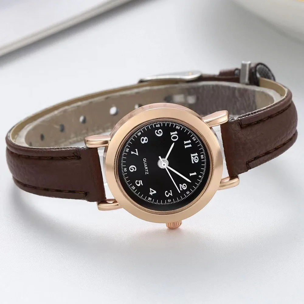 Relojes de pulsera clásicos de cuarzo Para Mujer, reloj con correa de cuero informal, nuevo reloj analógico con esfera redonda, Relojes de pulsera Para Mujer