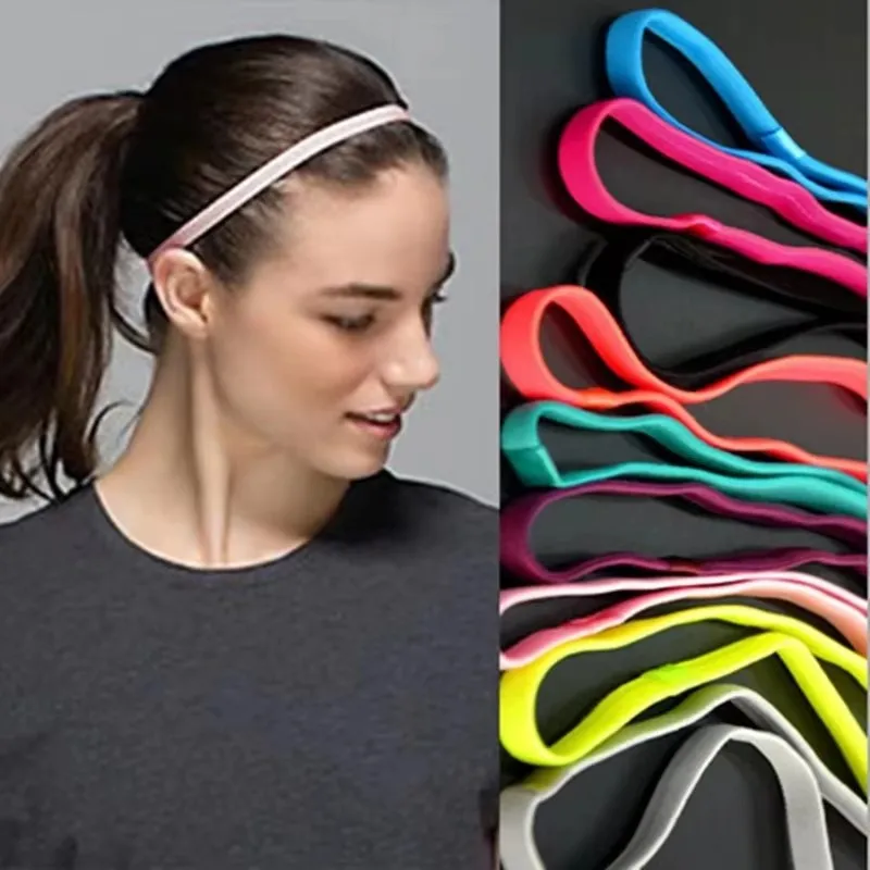 3-12Pcs Candy Color Women Men Yoga Hair Bands Sports Headband Girls Sport Anti-slip Elastic Rubber Sweatband Football Running