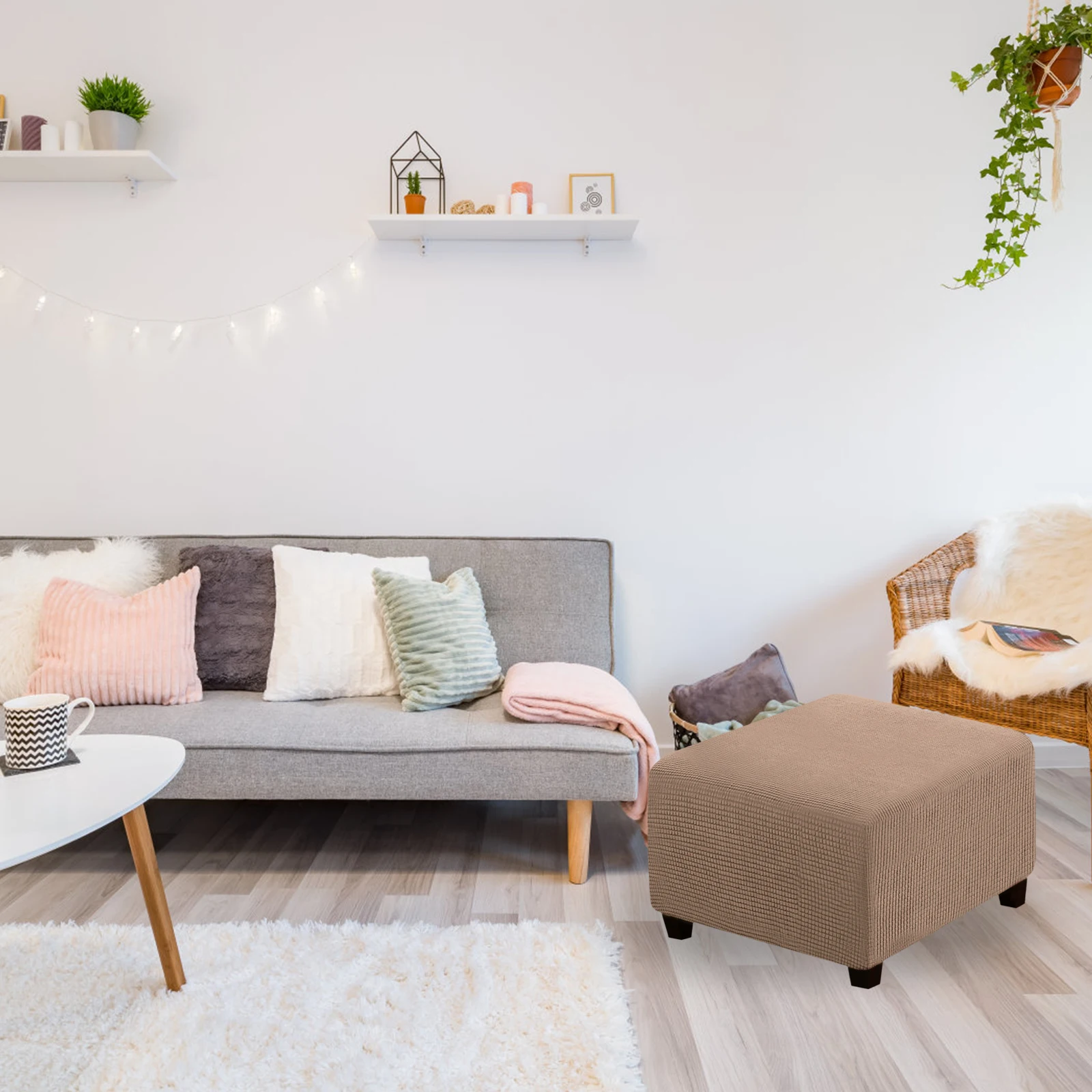 

Elastic Cube Stool Cover Solid Color Fit All Round Stretchable Chair Protector for Shoe Change Footrest Decorative Seat Covers