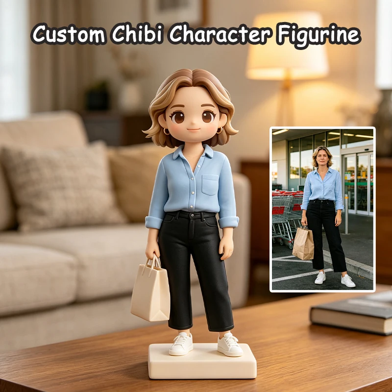 Custom Photo 3D Printed Family Portrait Statue Personalized Father Child Bust Figurine Memorial Gift
