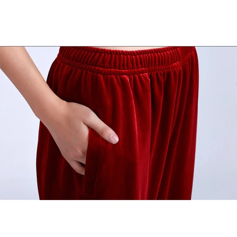 Kun Master verdickte Samt-Tai-Chi-Hose, Kampfkunst-Hose, Kung-Fu-Jogger, Haremshose, Taiji, elastische Taille für den Winter