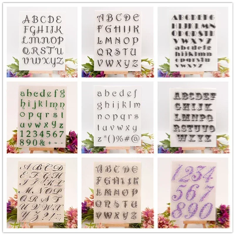 Clear Stamps, Vintage Letter and Number Transprent Rubber Stamp for DIY Craft Card Making Happy Planner Scrapbooking Supplies