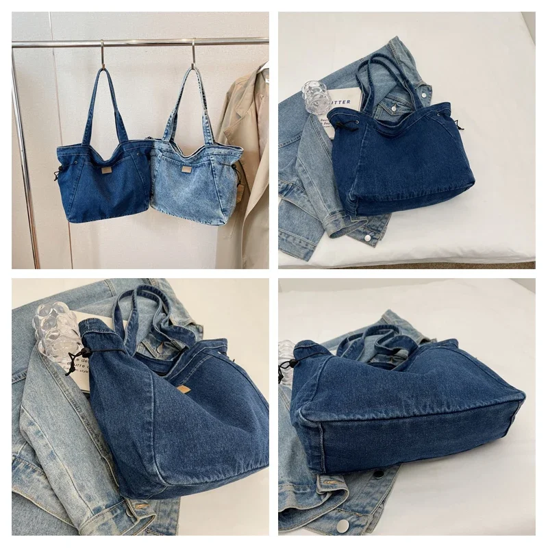 Borsa da donna in denim quotidiano Borsa a tracolla per jeans nuova Borsa a tracolla in tela Y2K Borsa ecologica grande Shopper coreano Borse con