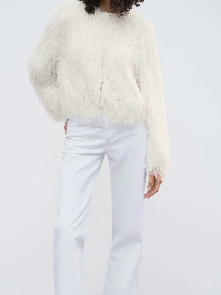 

2025 New Women's Clothing: European and American Style Fashion V-Neck Long-Sleeved Jacket with Tassel Trim