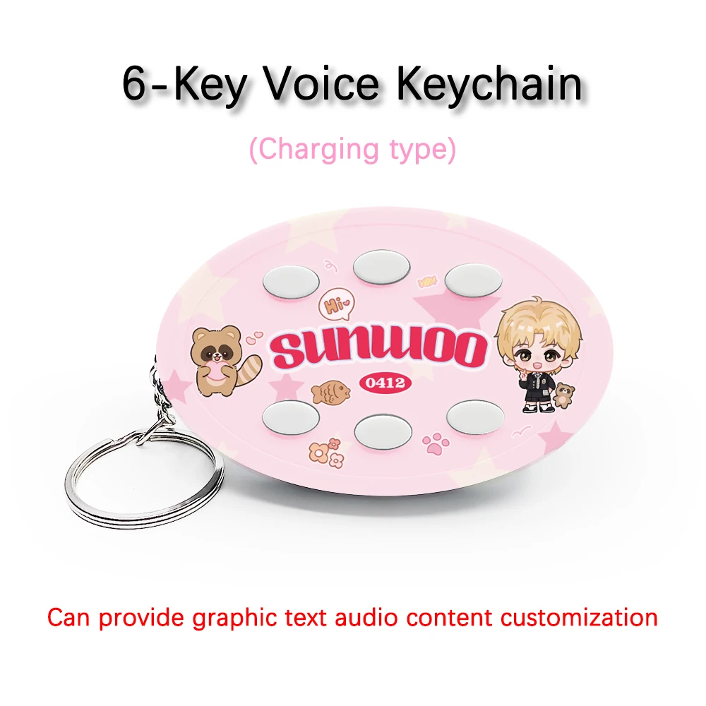 

Creative Voice Keyring For THE BOYZ Team Member Kim Sun Woo 6-Key Audio / Picture Custom Rechargeable Type Keychain Pendant Gift