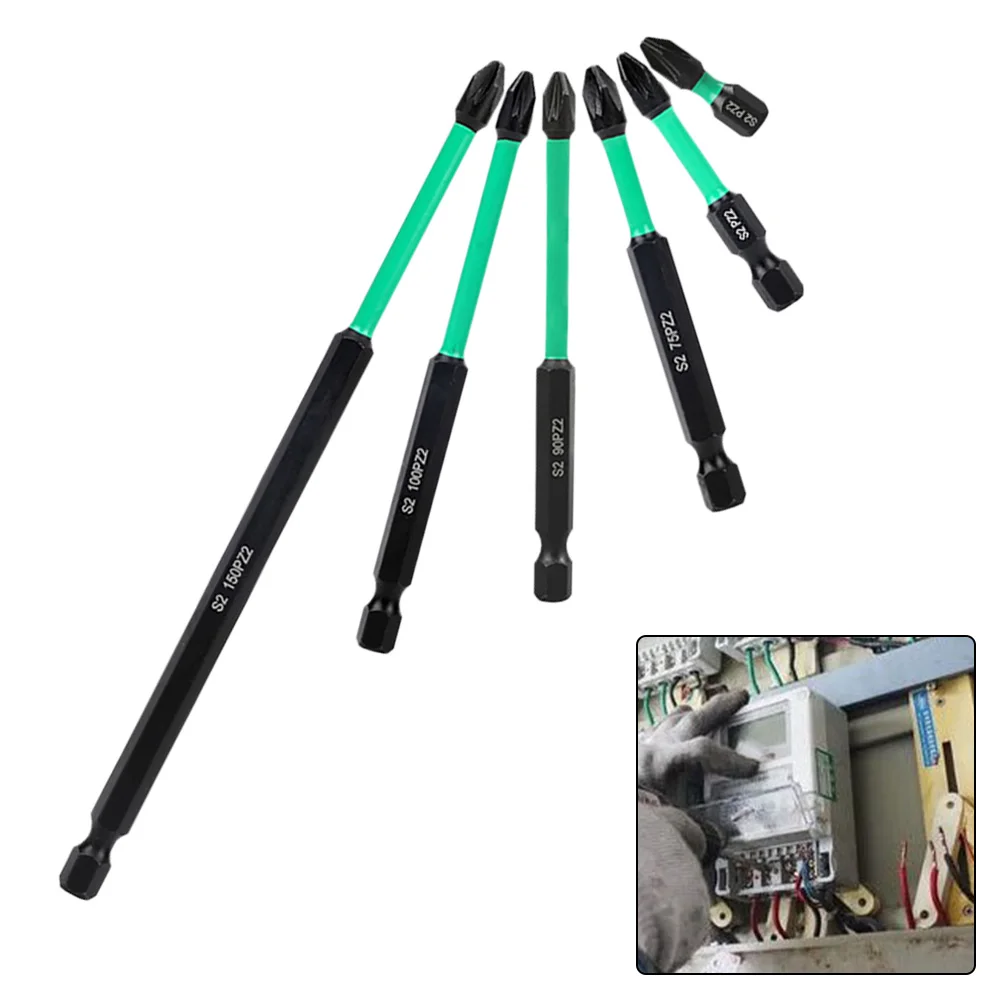 25-150mm PZ-2 Screwdriver Bit Magnetic Batch Head Driver Bits Alloy Steel Non-slipHex Shank Screwdriver Bit  Electric Hand Tools