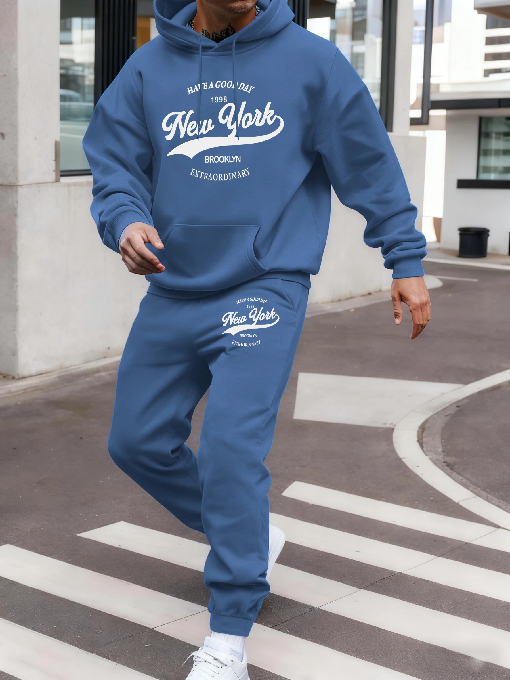 

Новый осенний спортивный костюм из Нью-Йорка (Бруклин): толстовка и спортивные брюки, очень теплый, модный, для уличной носки