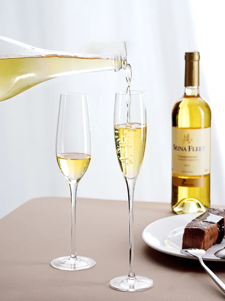 2PCS Crystal Champagne Glasses Creative Wedding Sparkling Wine Glasses Glass Stemware Set In A Gift Box