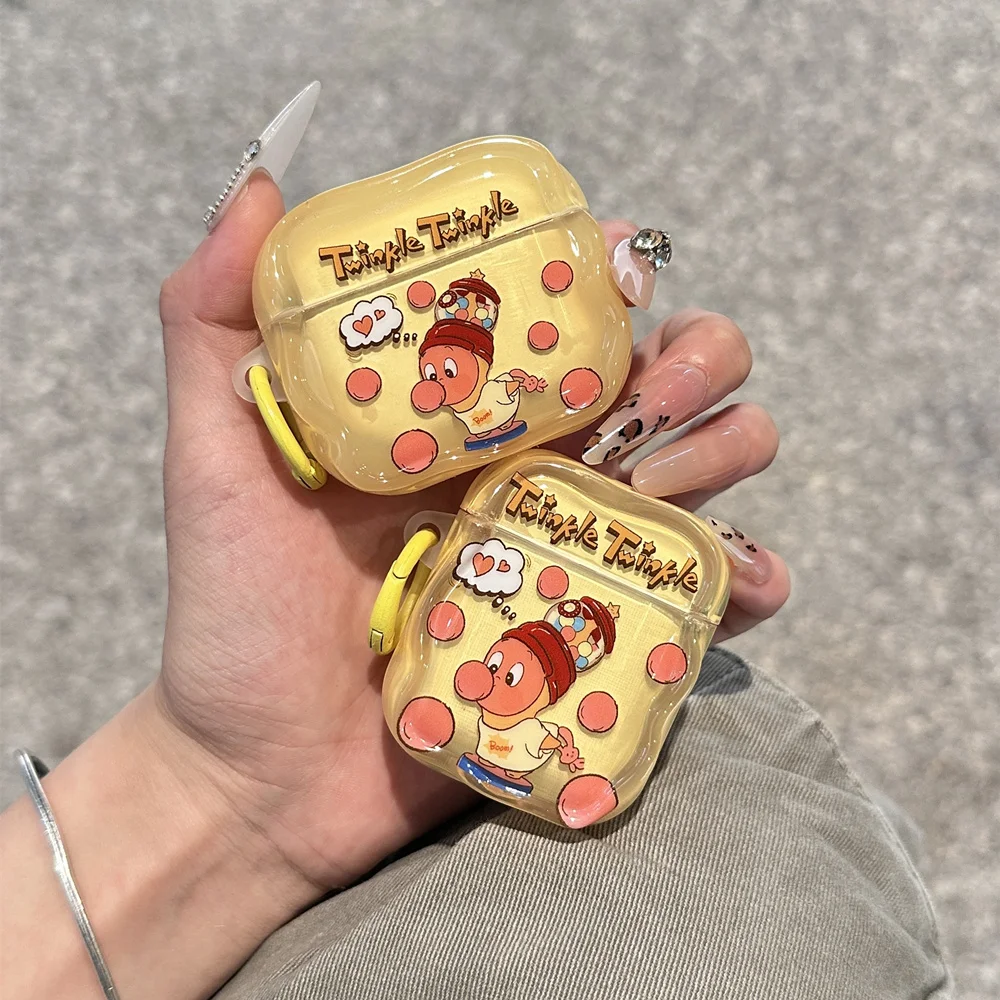 

Cute wavy polka dot cartoon headphone case for AirPod 4 3 2 1 cover with ring earphone charging case for Apple AirPods Pro 2 4