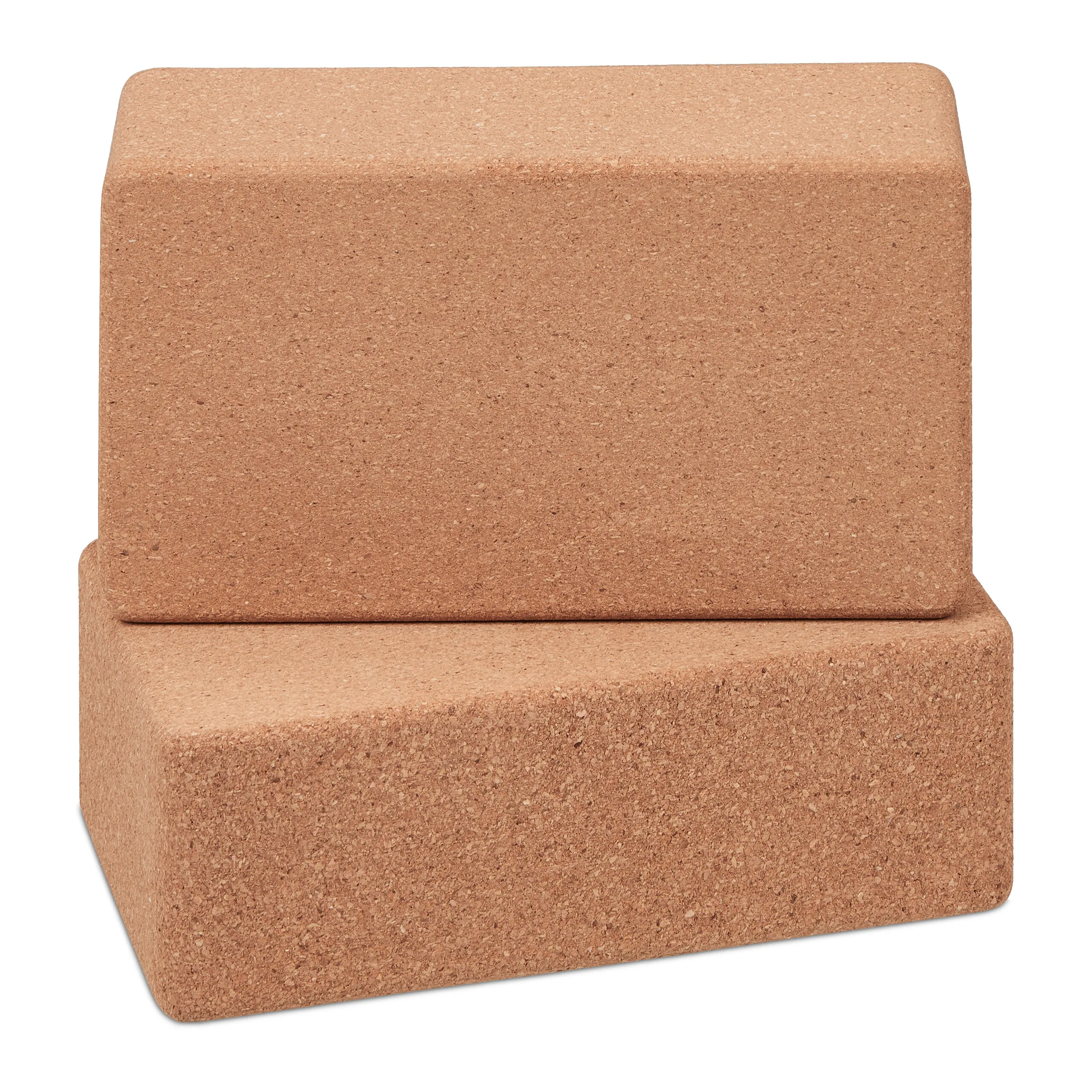 Set da 2 blocchi per yoga, in sughero, per esercizi di yoga, antiscivolo, 12 x 22,5 x 7 cm, colore naturale, bordi arrotondati, materiale morbido, mattoncini per yoga, Relaxdays.