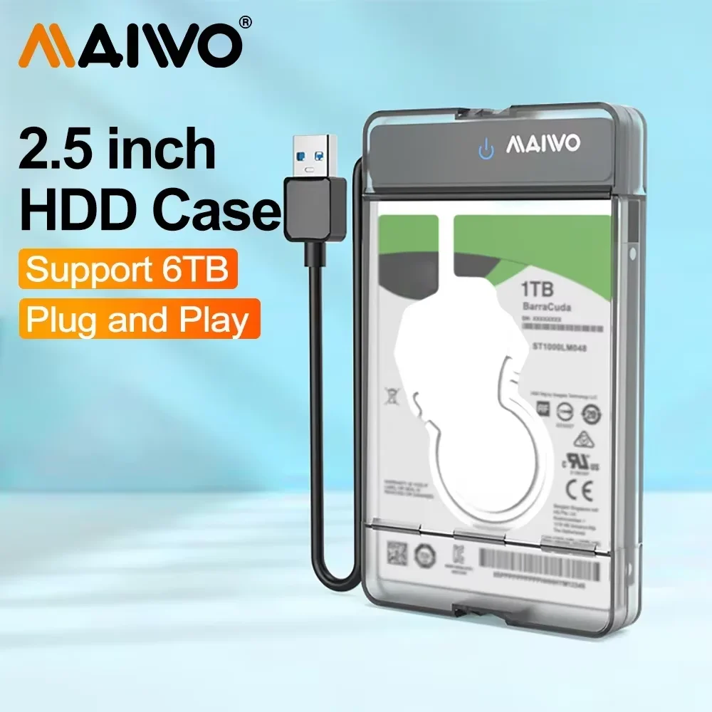 MAIWO Type C USB 3.0 External Hard Drive Enclosure for 2.5 Inch 5Gbps SATA HDD and SSD  Hard Disk Case Tool-Free Support UASP