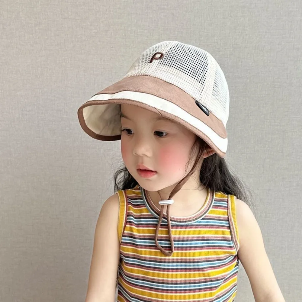 

New Mesh Baby Fisherman Hat Letter Large Visor Sun Block Hat Breathable Kids' Summer Hats
