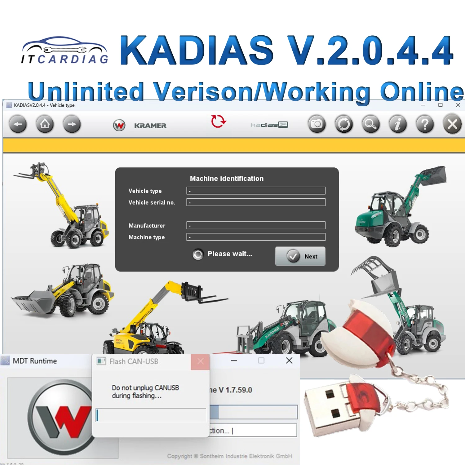 

2023 Kramer KADIAS V.2.0.4.4 Unlimited Version Never Expired Upgrade 5 Level with USB Dongle for Kramer Wacker Neuson Weidemann