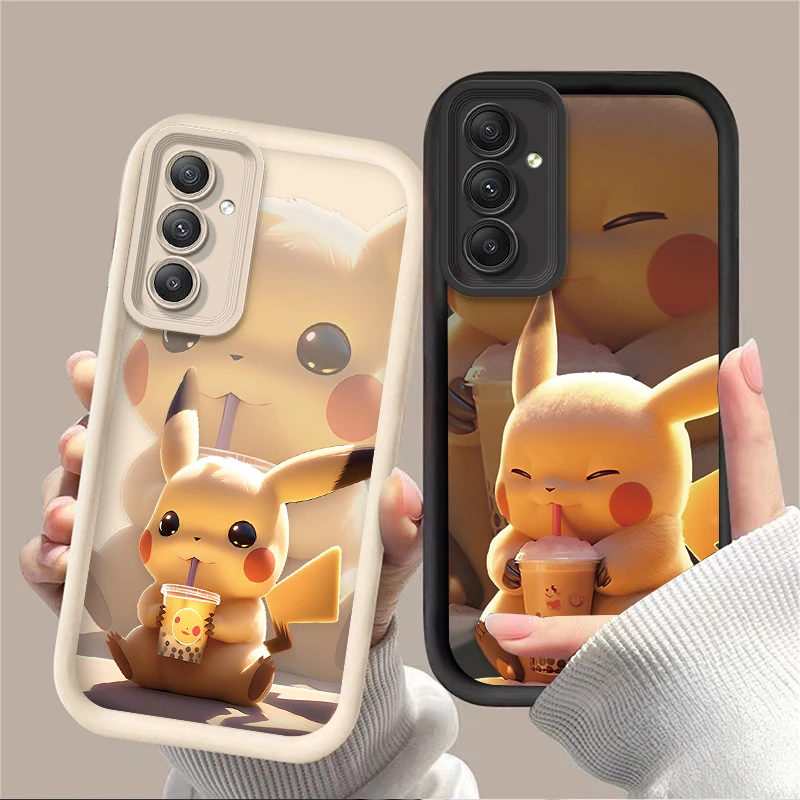 Pokemon Pikachu Phone Case for Samsung Galaxy S24 S23 S22 S21 Ultra Plus FE A54 A34 A14 A73 A53 A33 5G Soft Silicone Back Cover