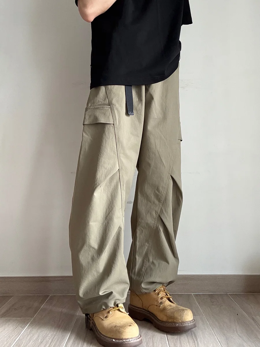 

S American Sle Уличная рабочая одежда Брюки цвета хаки Мужские брюки с узором лезвия ножа Осень Зима Новая тенденция Свободный крой Длинные брюки...