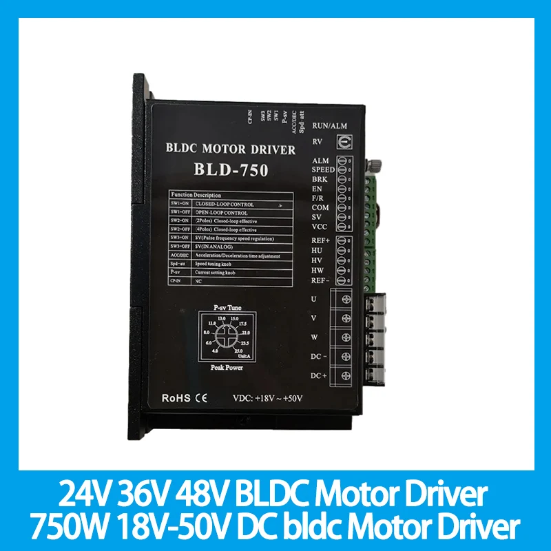 

24V 36V 48V BLDC Motor Driver Controller 750W 18V-50V DC Brushless DC Motor Driver BLD-750