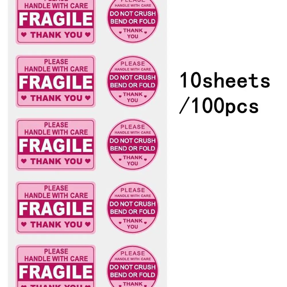 100PCS Fragile Stickers Don Not Crush Handle with Care 5cm*7.6cm Shipping Label Packaging Remind Labels Thank You sticker image 3