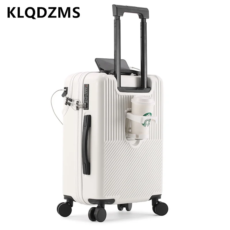 Klqdzms 20 "22" 24 "26 Zoll neues Gepäck Front öffnung PC Boarding Box Business Trolley Fall leichter USB-Lade koffer