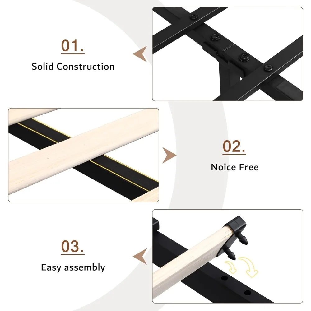 إطار سرير iPormis بحجم كينج مع 4 أدراج تخزين، وسرير منجد مع محطة شحن، ودعم شرائح خشبية صلبة،