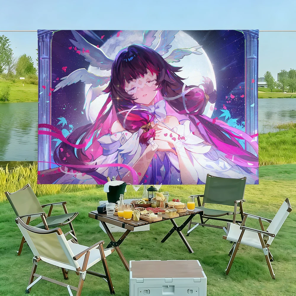 Game Genshin Impact Columbina Flag Wall Decorations Home Decor Suitable For Living Rooms Bedrooms Dormitories Parties Holidays