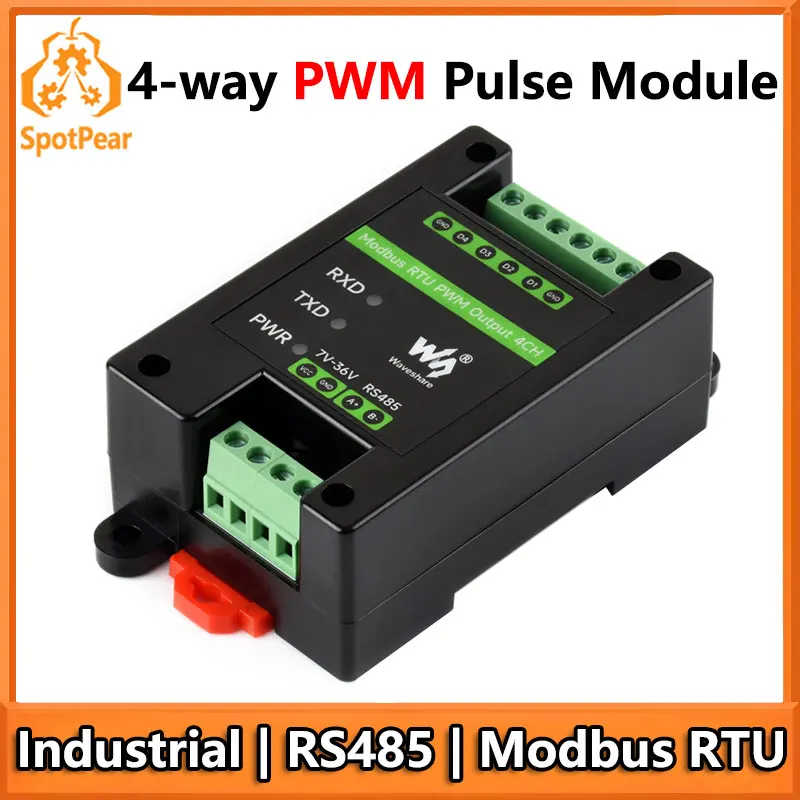 Industrial 4-ch PWM RS485 pulse output module Modbus RTU rail