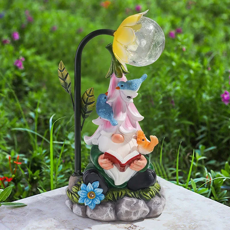 

Home Decoration Accessories Garden Statues Sculptures Resin Gnome Figurine Solar Led Lights for Indoor Outdoor Patio Yard Lawn