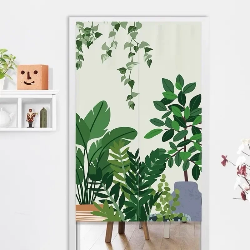 VIKAMA Ins Minimalist Plant Door Curtain Bedroom Kitchen Dining Room Bathroom Partition Curtain Home Decoration