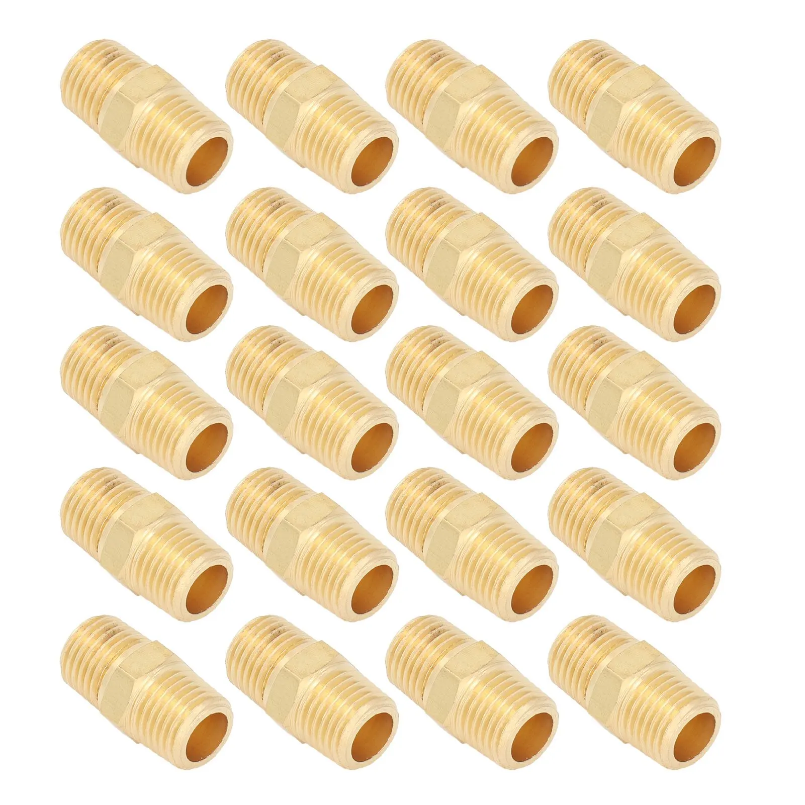 20個入り-エアホース継手-1-4～1-4インチ-npt-オスネジコネクター-真鍮製パイプ継手アダプター-水・ガス・油・燃料用