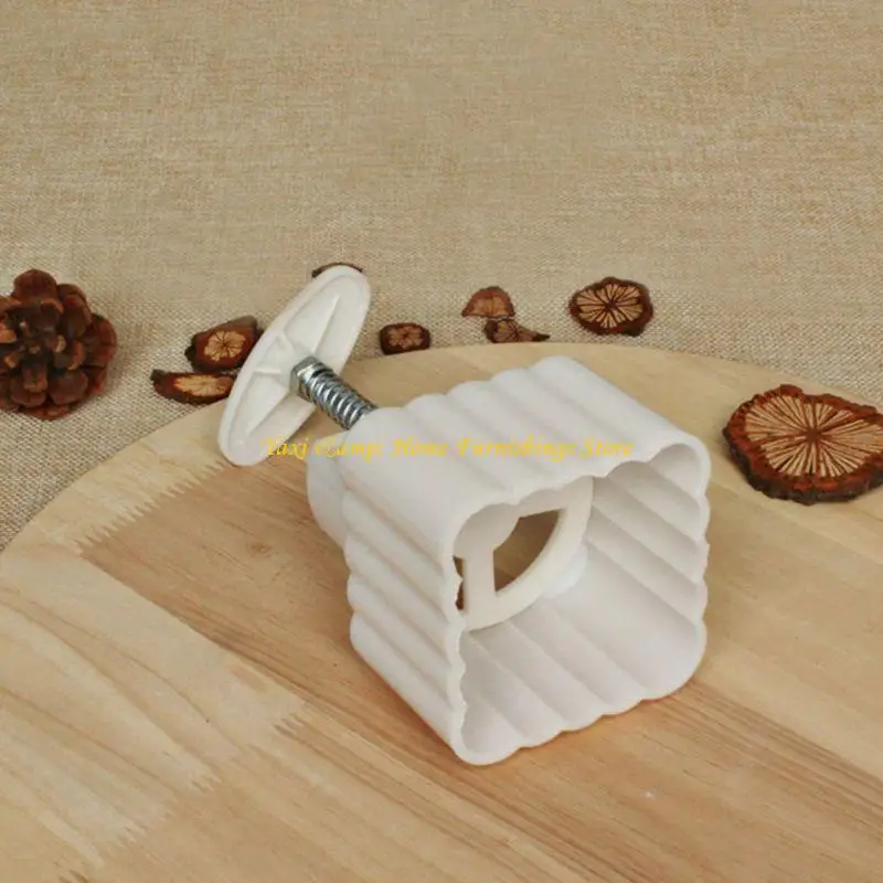 W8EA Mooncake Mold 6pcs Square Flowers Stamps Hand Press Moon Cake Pastry Mould