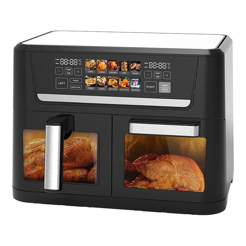 Large family 12 liter bottom heating color screen double deep fryer 8L 9L 10L 11L 13L 2 in 1 12L half oven air fryer