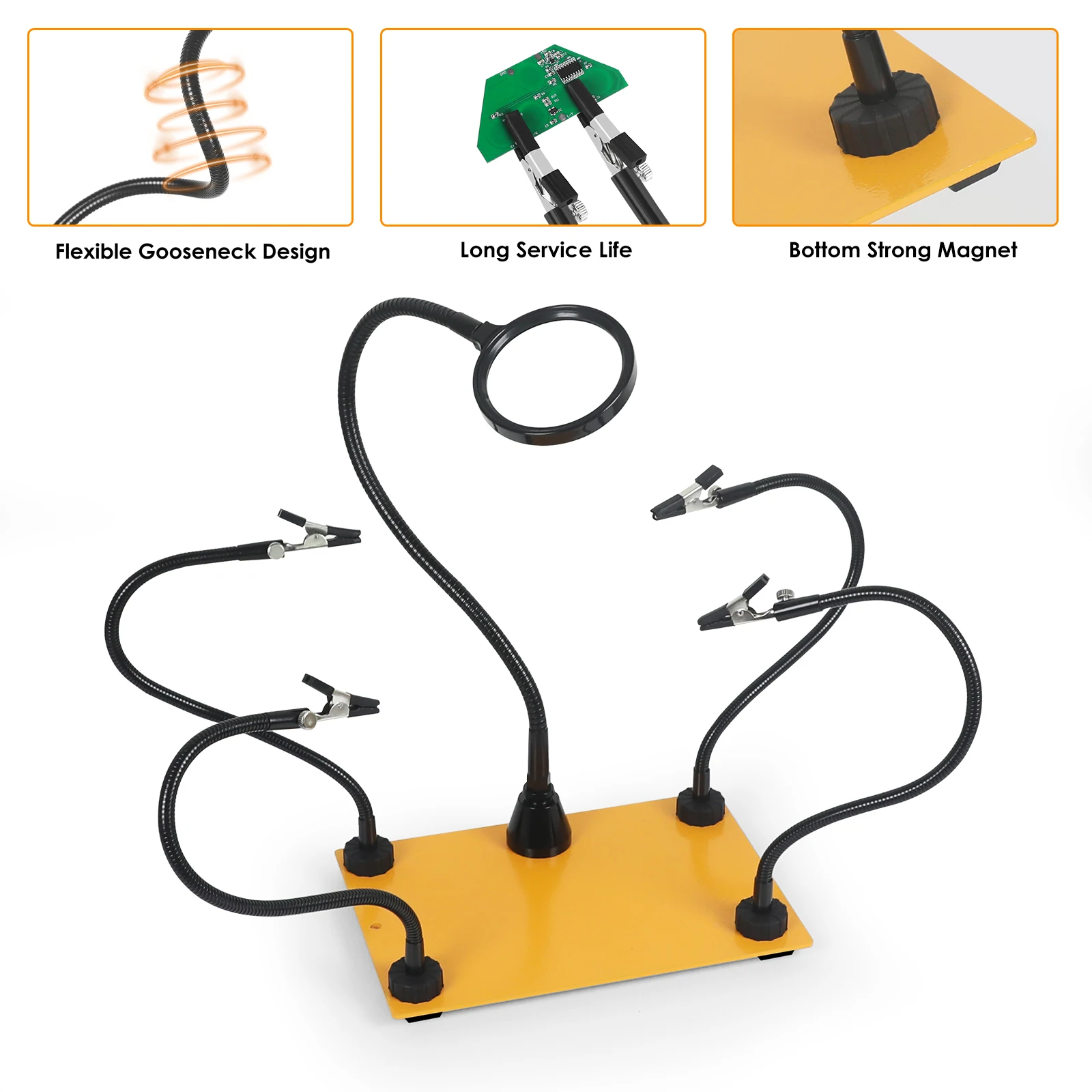 NEWACALOX Magnetic Soldering Helpping Hands 3X Welding Magnifying Glass Flexible Arm PCB Holder Welding Equipment Tool Kit