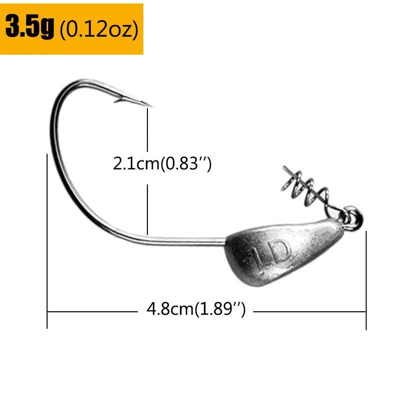 Mrlurion 3,5 g 5 g 7 g 10 g 15 g 21 g Jigkopf Angelhaken Tackle für weichen Wurm Köder Köder, mit Spin Lock Pin Spinner Köderhaken