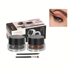2pcs/set,Eyeliner Gel & Eyebrow Pomade,Waterproof Sweatproof Smudge Proof Long-lasting,Dual Color,Easy To Apply Eye Makeup Kit