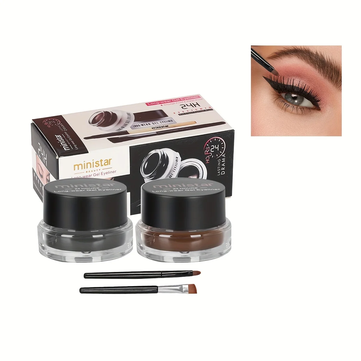 2pcs/set,Eyeliner Gel & Eyebrow Pomade,Waterproof Sweatproof Smudge Proof Long-lasting,Dual Color,Easy To Apply Eye Makeup Kit