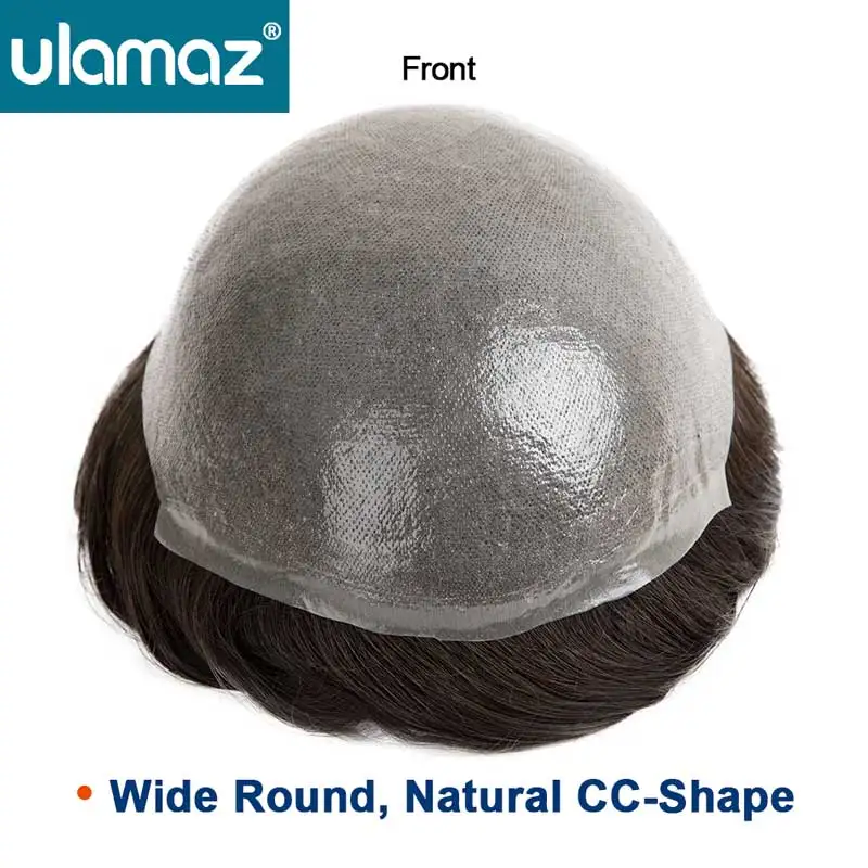 0.06mm Knotted Skin Men's Wig Undetectable Hair System Man Toupee Hair Men Poly PU Male Hair Prosthesis Human Hair Wigs For Men