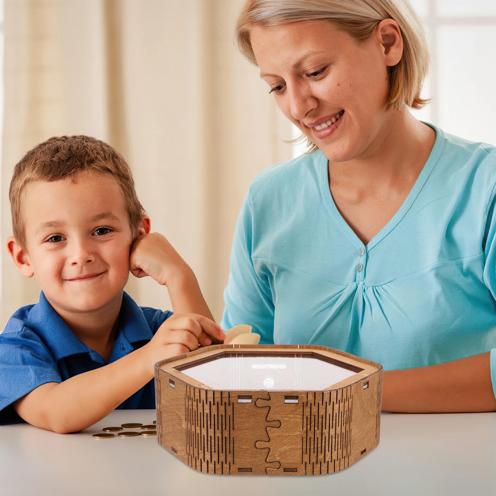 

Wooden Piggy Bank Money Jar Kids Adults Beech Decorative Jars Large Capacity Bills Coins Home Storage Container