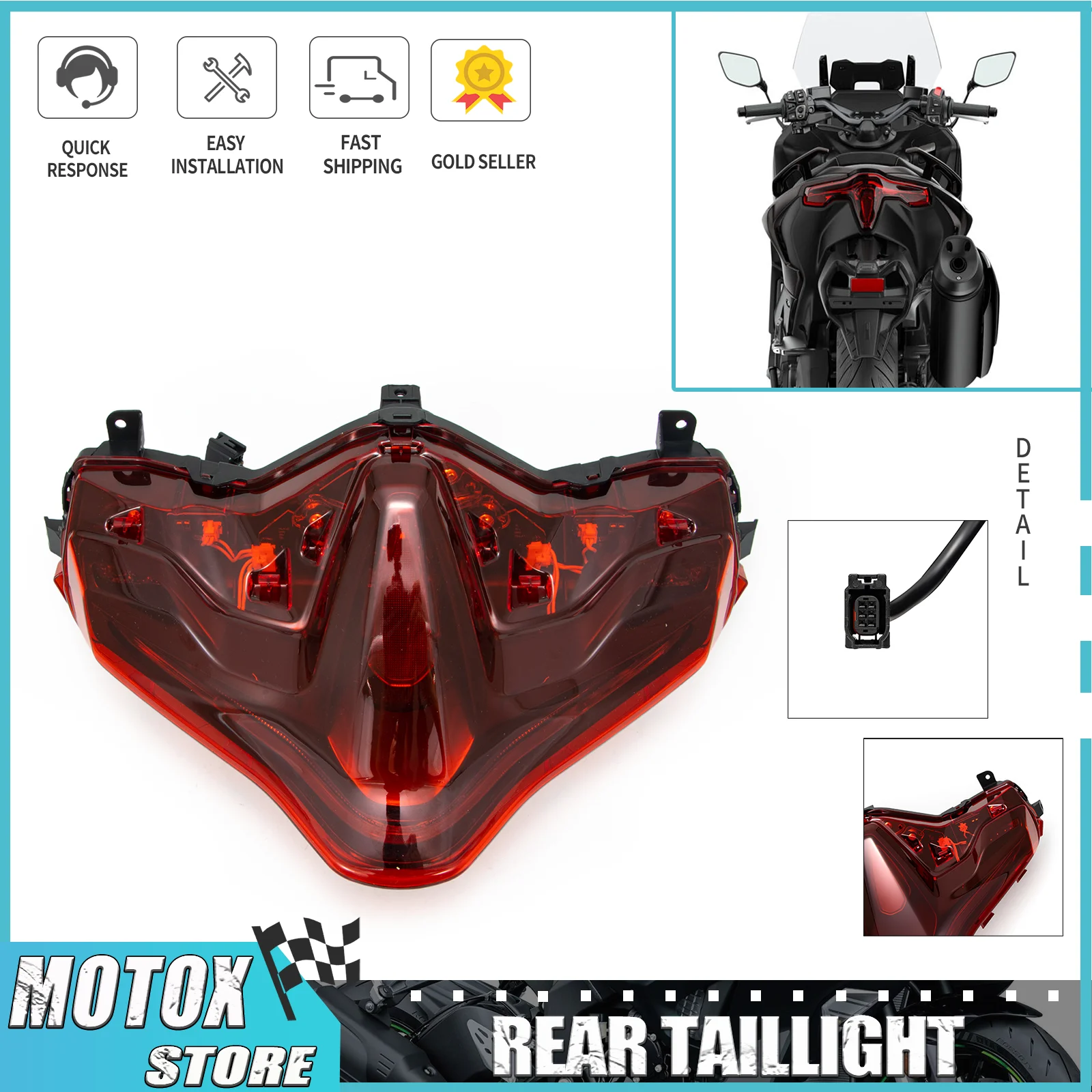 

Motorcycle Taillight Fit for 2020 - 2024 Yamaha T-MAX 560 Turn Signal Light TMAX560 TMAX 560 2021 2022 2023 LED Rear Tail Light