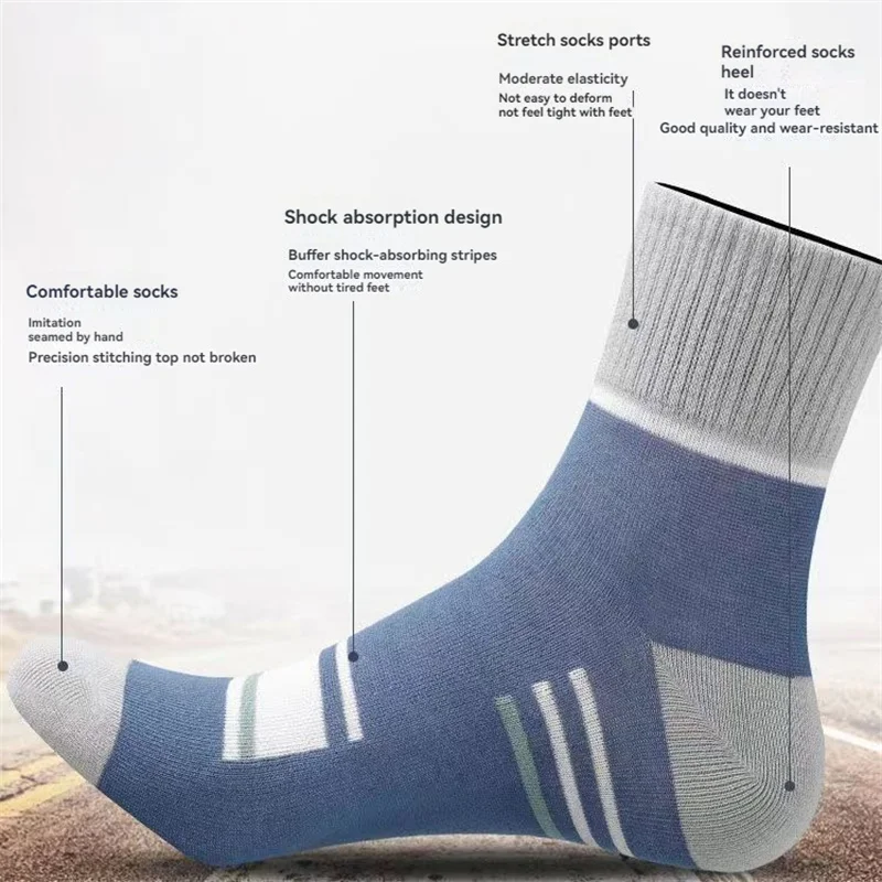 6 Pairs Mens Sports Polyester Socks Comfortable Thin Mid Tube Breathable Autumn And Spring Business Casual Crew Soft Long Sock