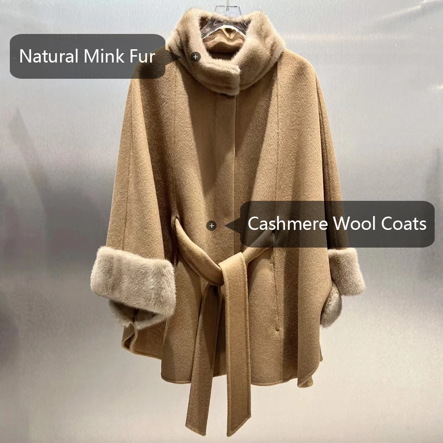 Wool Blend Jacket Matching Belt Women Wool Coat Luxury Women New Style Cashmere Coat Women