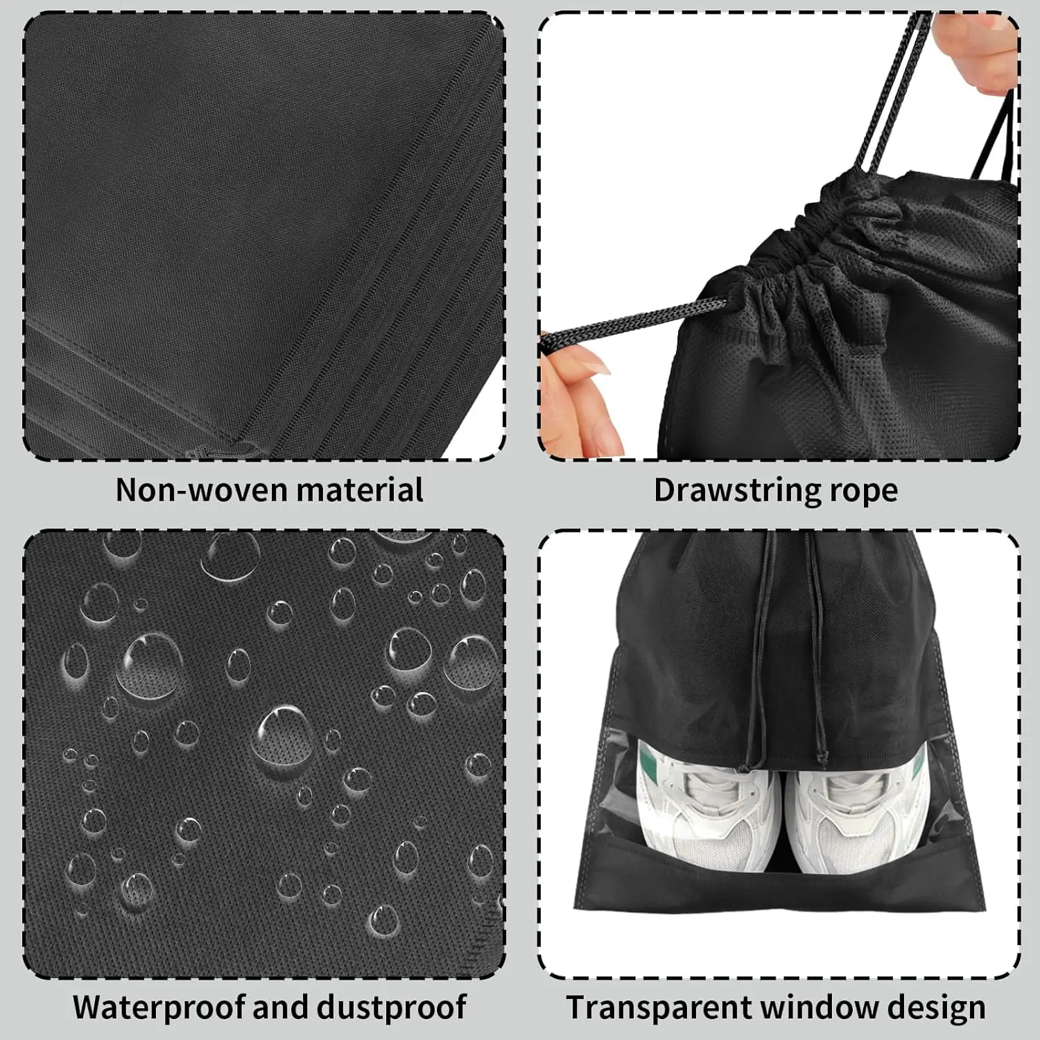 1/5PCS Large Shoes Storage Bags Non-woven Travel Portable Bag Waterproof Tote Drawstring Dustproof Package Bag Closet Organizer